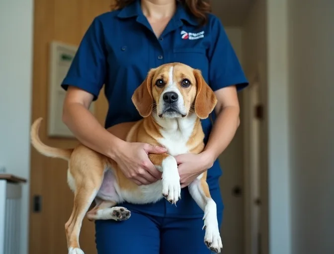 Technician respectfully transporting a deceased dog in Elwood